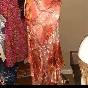 Silk blend Asymmetrical beaded layered runway gown